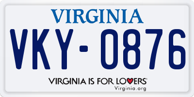 VA license plate VKY0876