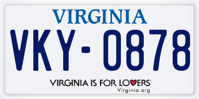 VA license plate VKY0878