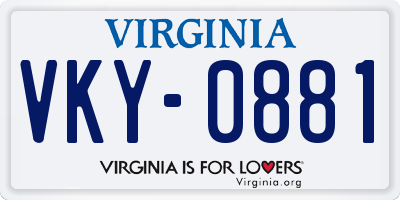 VA license plate VKY0881