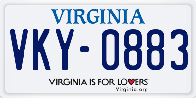VA license plate VKY0883