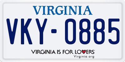 VA license plate VKY0885
