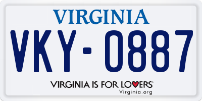 VA license plate VKY0887
