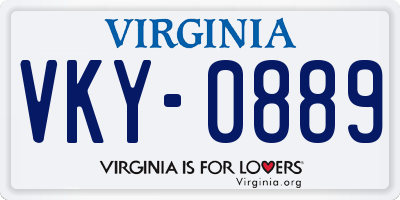VA license plate VKY0889