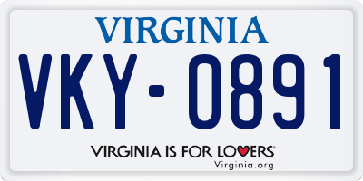 VA license plate VKY0891
