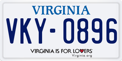 VA license plate VKY0896