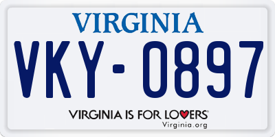 VA license plate VKY0897