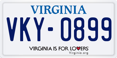 VA license plate VKY0899