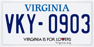 VA license plate VKY0903