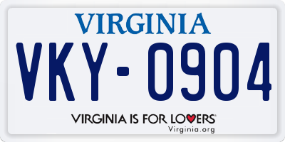 VA license plate VKY0904