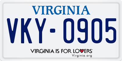 VA license plate VKY0905