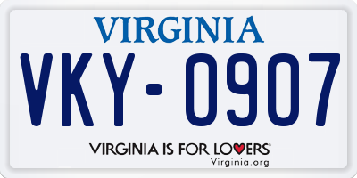 VA license plate VKY0907
