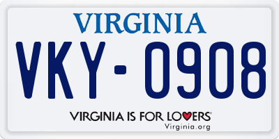 VA license plate VKY0908