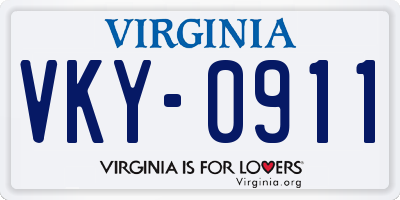 VA license plate VKY0911