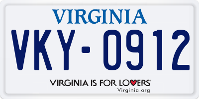 VA license plate VKY0912