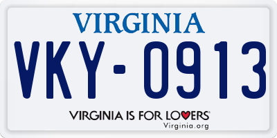 VA license plate VKY0913