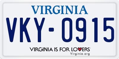 VA license plate VKY0915