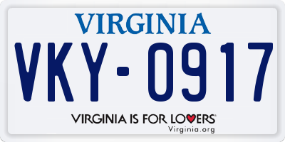 VA license plate VKY0917