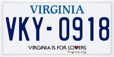 VA license plate VKY0918