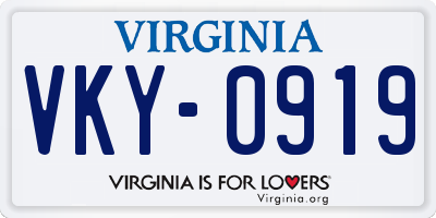 VA license plate VKY0919