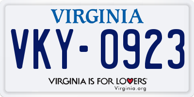 VA license plate VKY0923