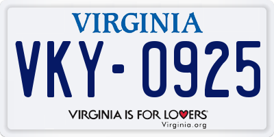 VA license plate VKY0925