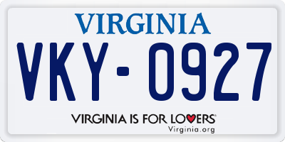 VA license plate VKY0927