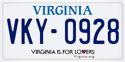 VA license plate VKY0928