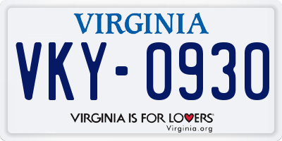 VA license plate VKY0930