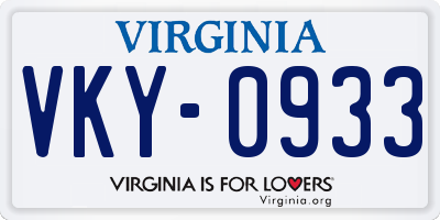 VA license plate VKY0933