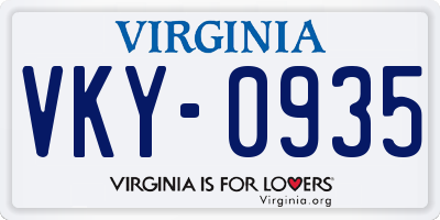 VA license plate VKY0935