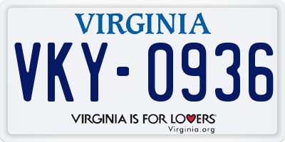 VA license plate VKY0936