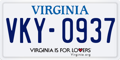 VA license plate VKY0937