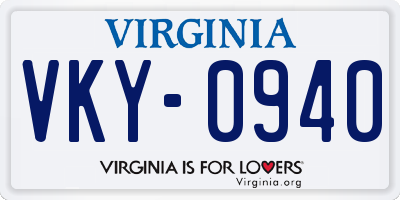 VA license plate VKY0940