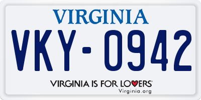 VA license plate VKY0942