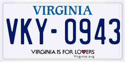 VA license plate VKY0943