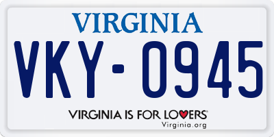 VA license plate VKY0945