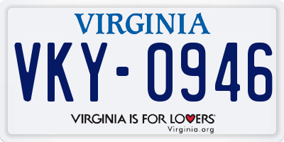 VA license plate VKY0946