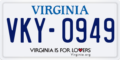 VA license plate VKY0949