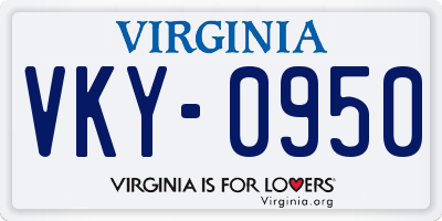 VA license plate VKY0950