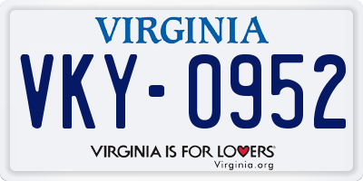 VA license plate VKY0952