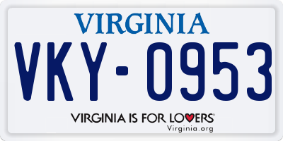 VA license plate VKY0953