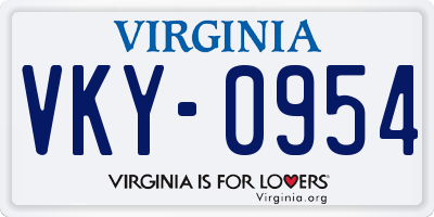 VA license plate VKY0954