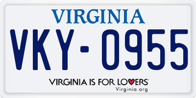 VA license plate VKY0955