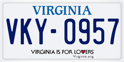 VA license plate VKY0957