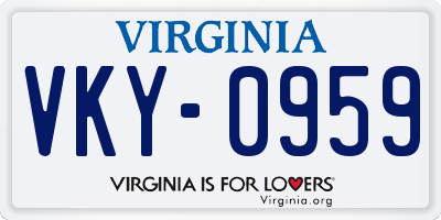VA license plate VKY0959