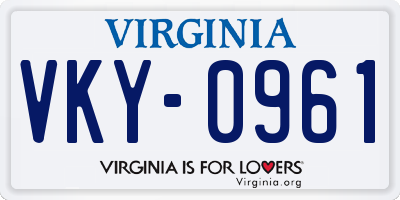 VA license plate VKY0961