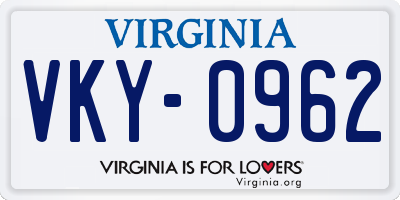 VA license plate VKY0962