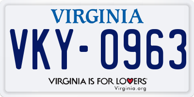 VA license plate VKY0963