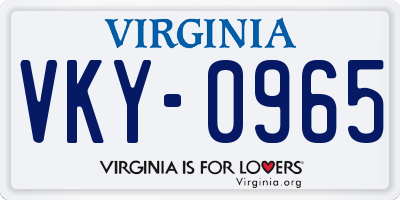 VA license plate VKY0965