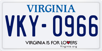 VA license plate VKY0966